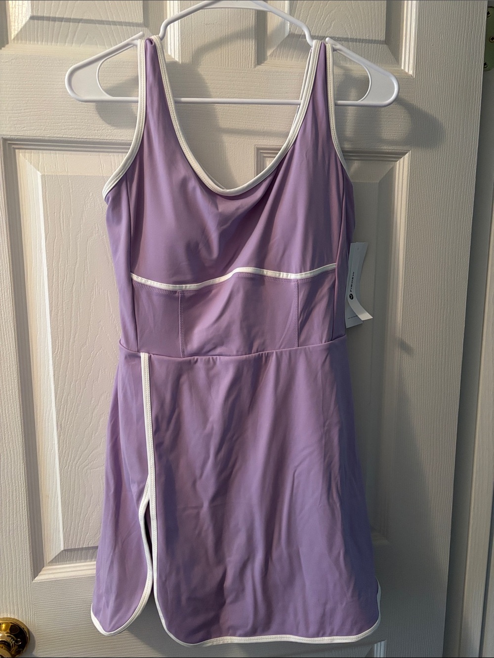 NWT Lavender Athletic Skort Dress/Romper with White Trim